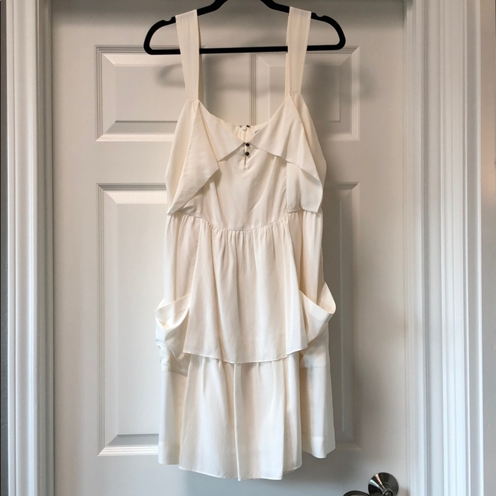 Banana Republic silk cream apron style dress